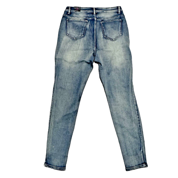 Ashley Stewart NWT Jeans Size 12 Ripped Edgy Skinny Medium Blue Wash Distressed - Picture 4 of 11